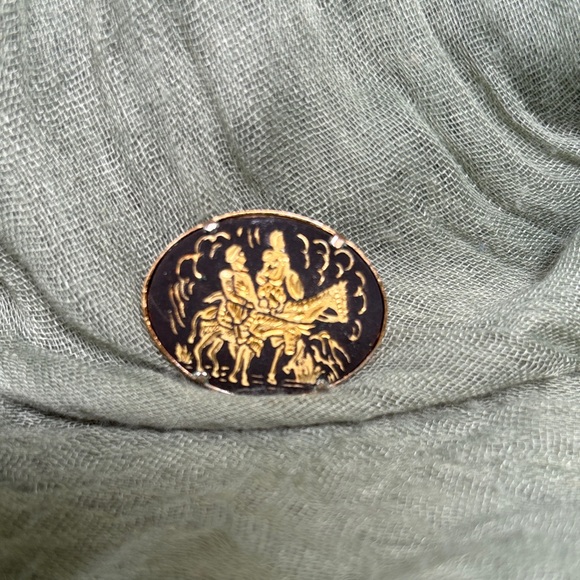 no brand Jewelry - Vintage 1940’s Damascene Style Don Quixote Brooch